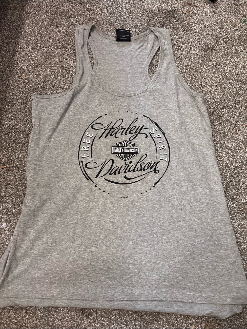 Harley-Davidson Light Gray Tank with Free Spirit front Logo and back Reno NV